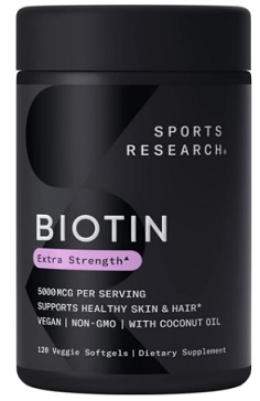 Sports Research Extra Strength Biotin Supplement - Vegan